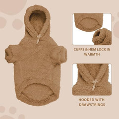 Fuzzy Dog Sweaters for Small Dogs Dog Hoodie Dog Clothes Warm Soft Cozy Dog Coats Hooded Sweatshirt Fleece Small Dog Hoodies Dog Sweater(Coffee-XS)