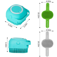 Comotech 3PCS Dog Bath Brush | Dog Shampoo Brush | Dog Scrubber for Bath | Dog Bath Brush Scrubber | Dog Shower/Washing Brush with Adjustable Ring Handle for Short&Long Haired Dogs (Blue Green Gray)