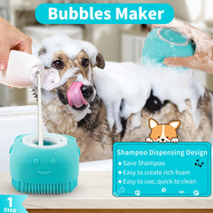 Comotech 3PCS Dog Bath Brush | Dog Shampoo Brush | Dog Scrubber for Bath | Dog Bath Brush Scrubber | Dog Shower/Washing Brush with Adjustable Ring Handle for Short&Long Haired Dogs (Blue Green Gray)