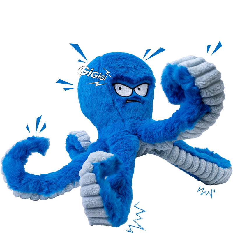 LEGEND SANDY Tough Dog Toys, Stuffed Dog Chew Toys, Large Dog Toys to Keep Them Busy, Interactive Dog Toys, Squeaky Dog Toys, Tug of War Dog Toy, Crinkle Dog Toy (Blue Octopus)