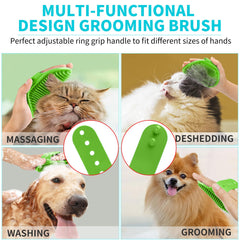 Comotech 3PCS Dog Bath Brush | Dog Shampoo Brush | Dog Scrubber for Bath | Dog Bath Brush Scrubber | Dog Shower/Washing Brush with Adjustable Ring Handle for Short&Long Haired Dogs (Blue Green Gray)